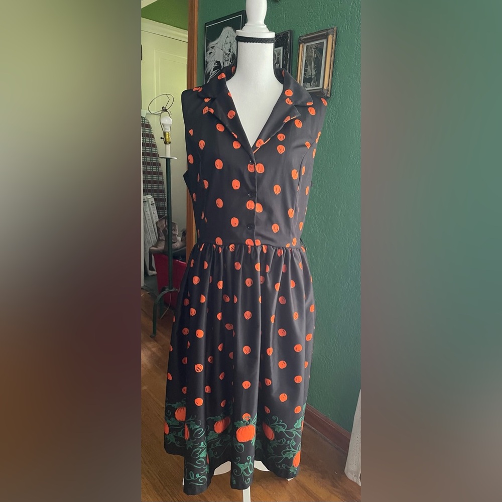 XL Lindy Bop Halloween Retro Pumpkin Dress (altered, see description)